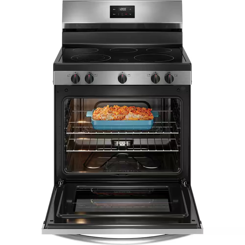 30 In. 5 Burner Element Freestanding Electric Range in Stainless Steel with Dual Expandable Element and Quick Boil