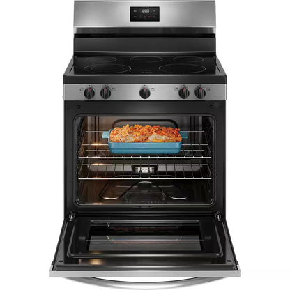 30 In. 5 Burner Element Freestanding Electric Range in Stainless Steel with Dual Expandable Element and Quick Boil