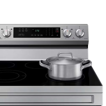 6.3 Cu.Ft. 5 Burner Element Smart Freestanding Electric Range with Rapid Boil and Self Clean in Stainless Steel