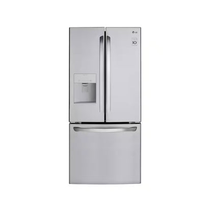 30 In. W 22 Cu. Ft. French Door Refrigerator with Water Dispenser in Stainless Steel