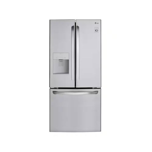 30 In. W 22 Cu. Ft. French Door Refrigerator with Water Dispenser in Stainless Steel