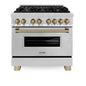 Autograph Edition 36 In. 6 Burner Dual Fuel Range in Stainless Steel and Champagne Bronze