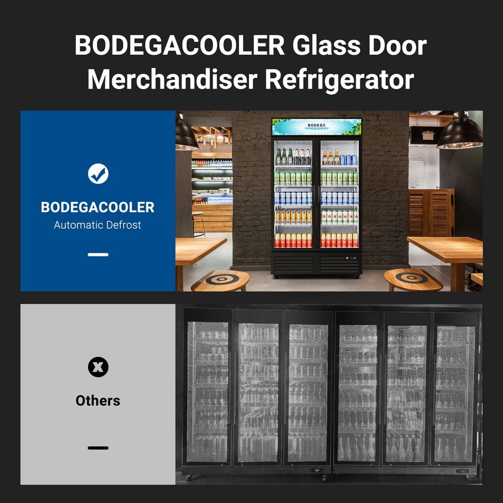 44.5 In. W 34.5 Cu. Ft. Single Zone Commercial Display Fridge with 2 Glass Door Merchandiser Refrigerator in Black