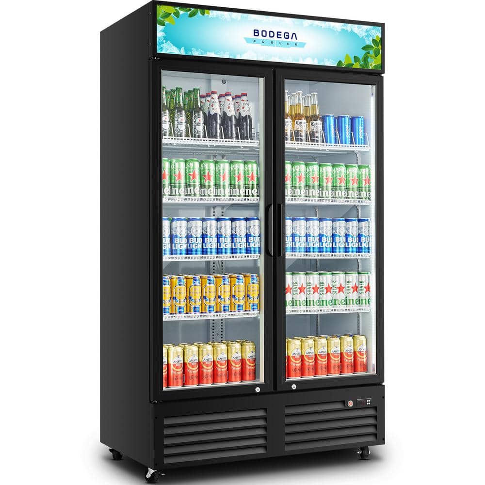 44.5 In. W 34.5 Cu. Ft. Single Zone Commercial Display Fridge with 2 Glass Door Merchandiser Refrigerator in Black