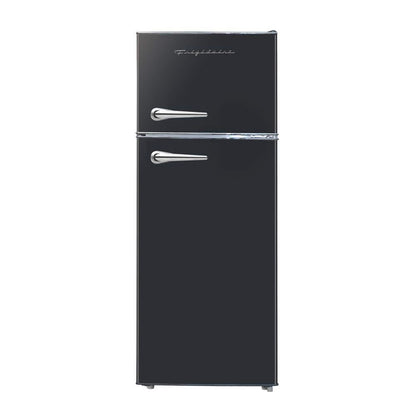 7.5 Cu Ft Mini Refrigerator with Top Freezer and Chrome Handles in Black