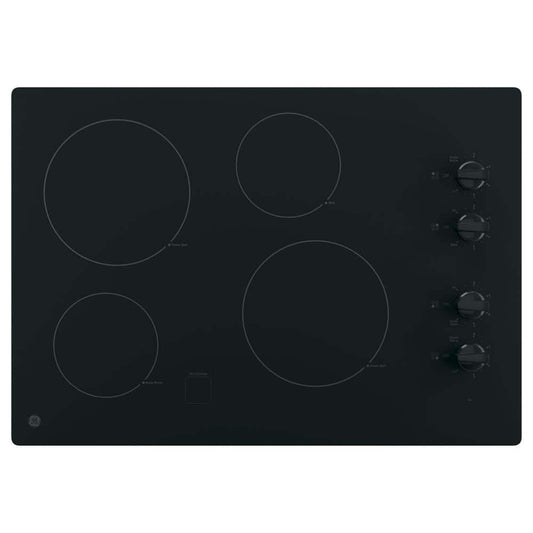 30 In. 4 Burner Element Radiant Electric Cooktop in Black Including 2 Power Boil Burners