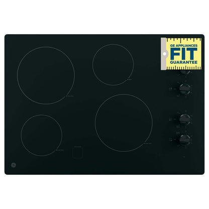 30 In. 4 Burner Element Radiant Electric Cooktop in Black Including 2 Power Boil Burners