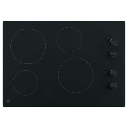 30 In. 4 Burner Element Radiant Electric Cooktop in Black Including 2 Power Boil Burners