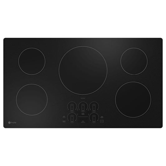 Profile 36 In. 5 Burner Element Smart Smooth Induction Touch Control Cooktop in Black