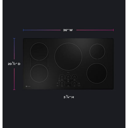 Profile 36 In. 5 Burner Element Smart Smooth Induction Touch Control Cooktop in Black