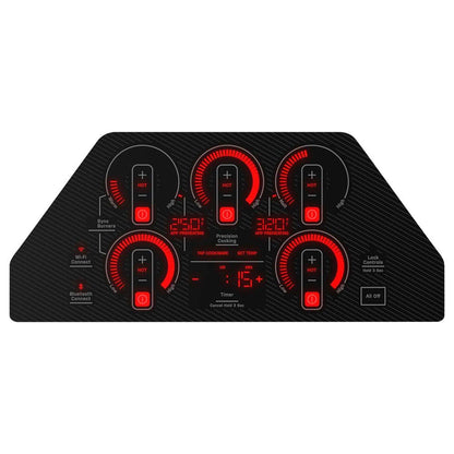 Profile 36 In. 5 Burner Element Smart Smooth Induction Touch Control Cooktop in Black