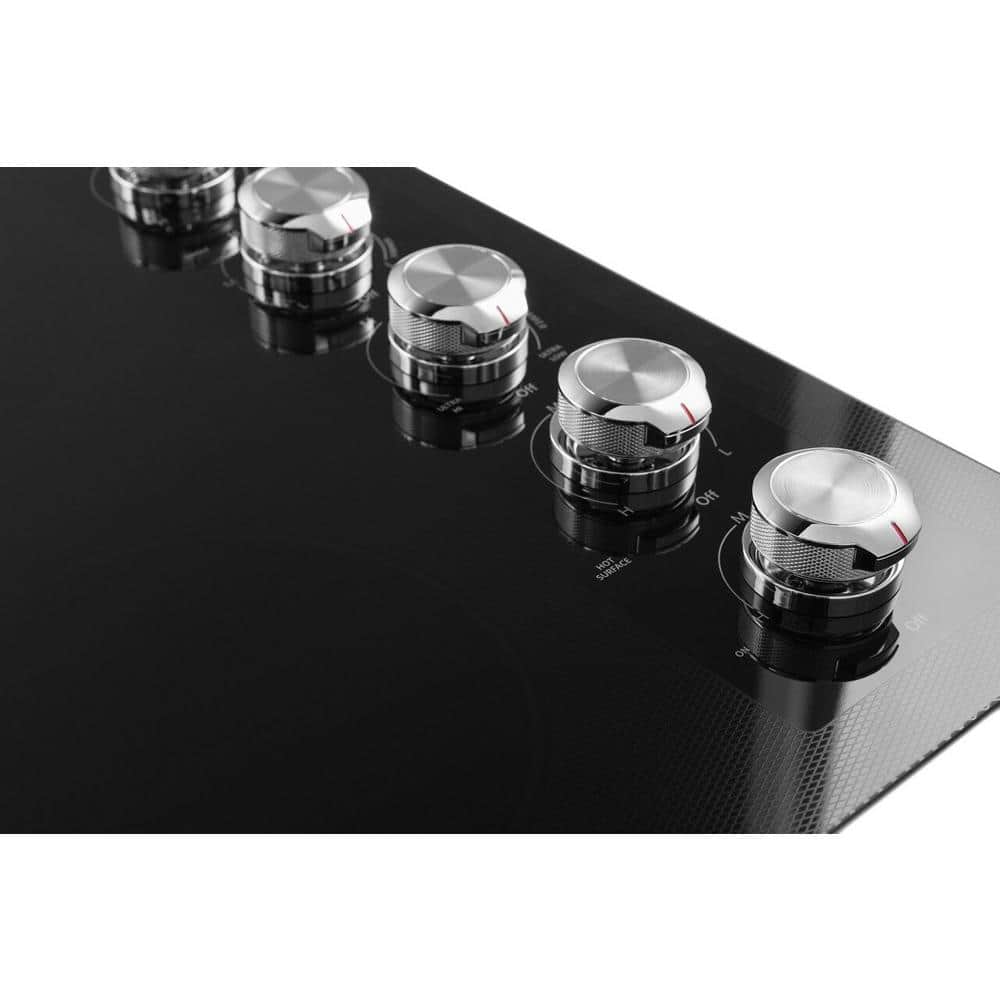 30 In. Electric Downdraft Cooktop in Black with 4 Burner Elements