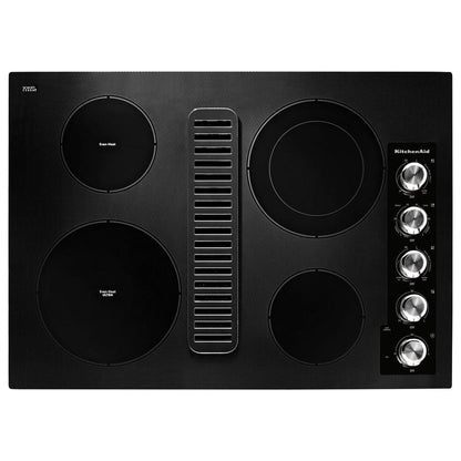30 In. Electric Downdraft Cooktop in Black with 4 Burner Elements