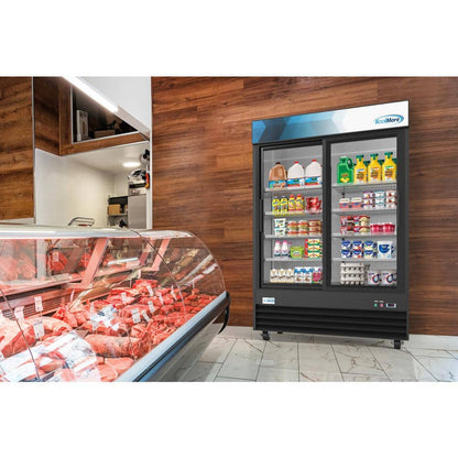 53 In. 45 Cu. Ft. Commercial Refrigerator Merchandiser 2 Glass Door in Black Stainless Steel