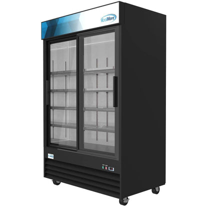 53 In. 45 Cu. Ft. Commercial Refrigerator Merchandiser 2 Glass Door in Black Stainless Steel