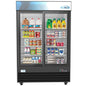 53 In. 45 Cu. Ft. Commercial Refrigerator Merchandiser 2 Glass Door in Black Stainless Steel