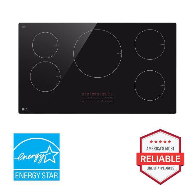 36 In. 5 Burner Element Induction Cooktop in Black with Power Element and Smoothtouch Controls