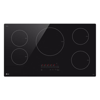 36 In. 5 Burner Element Induction Cooktop in Black with Power Element and Smoothtouch Controls