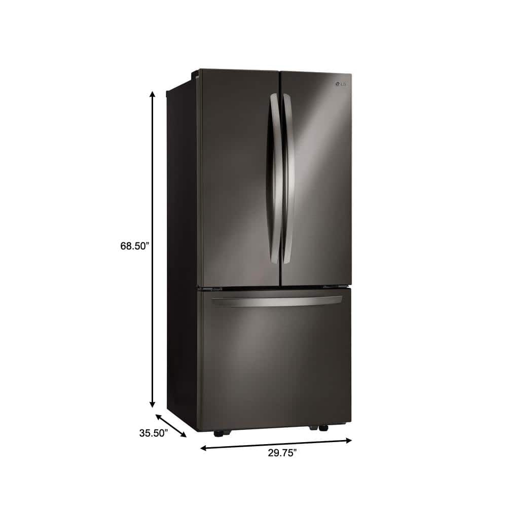 30 In. W 22 Cu. Ft. French Door Refrigerator with Ice Maker in Black Stainless Steel