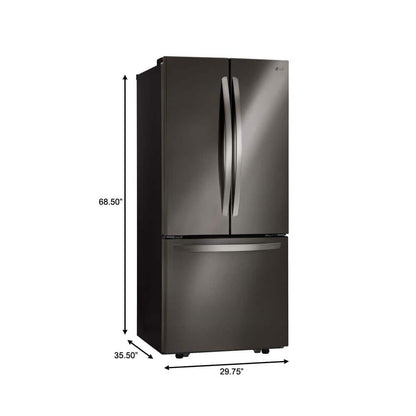30 In. W 22 Cu. Ft. French Door Refrigerator with Ice Maker in Black Stainless Steel