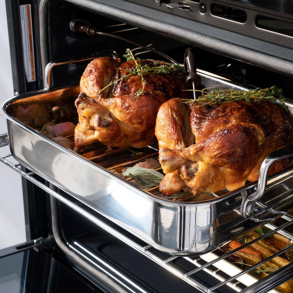Professional 30 In. Double Electric Wall Oven with True Convection and Self Clean in Black Stainless Steel
