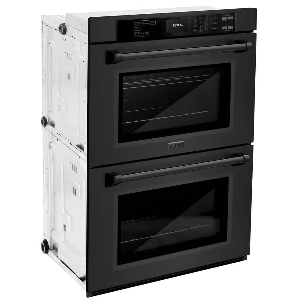 Professional 30 In. Double Electric Wall Oven with True Convection and Self Clean in Black Stainless Steel
