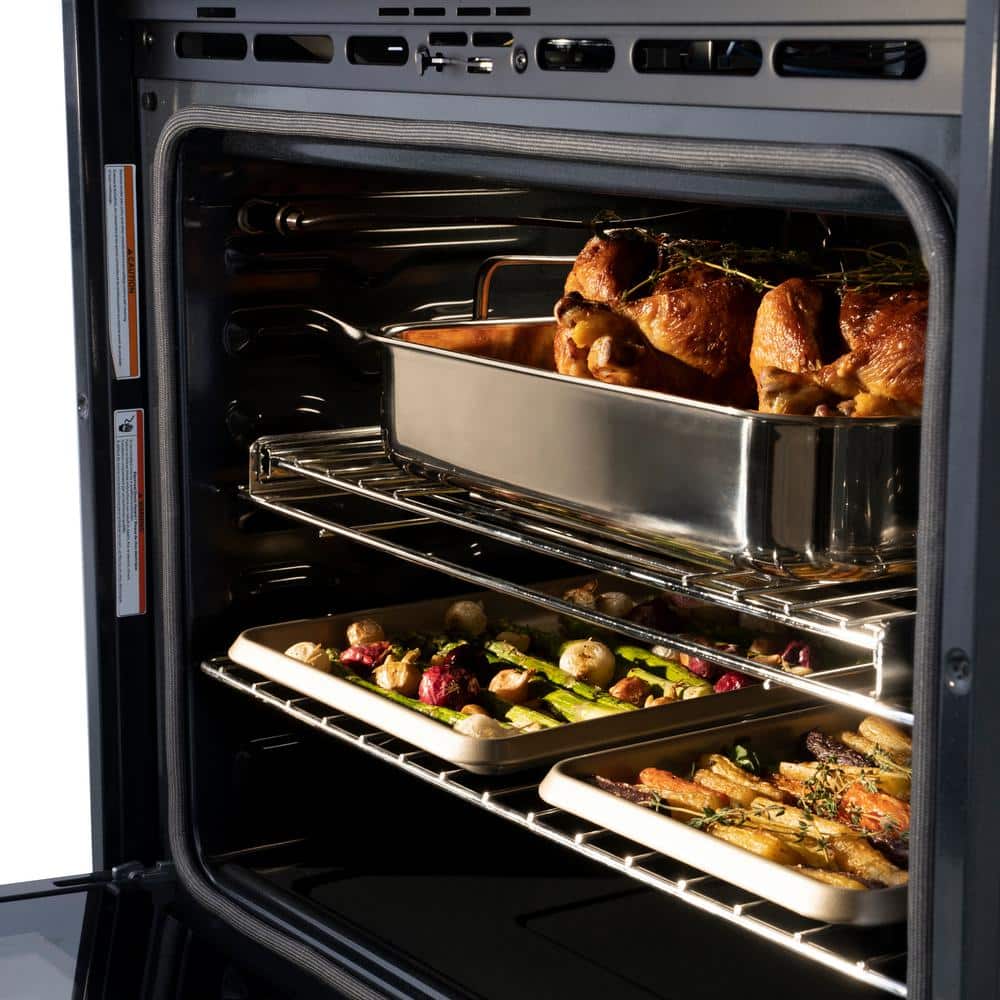 Professional 30 In. Double Electric Wall Oven with True Convection and Self Clean in Black Stainless Steel