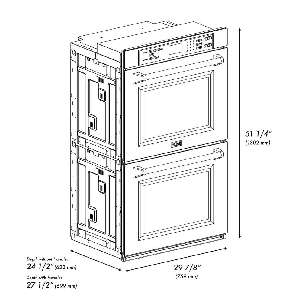 Professional 30 In. Double Electric Wall Oven with True Convection and Self Clean in Black Stainless Steel