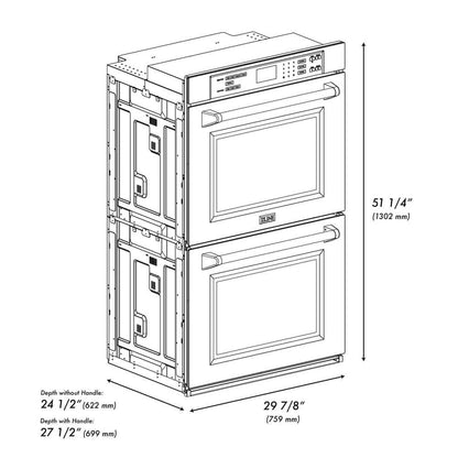Professional 30 In. Double Electric Wall Oven with True Convection and Self Clean in Black Stainless Steel