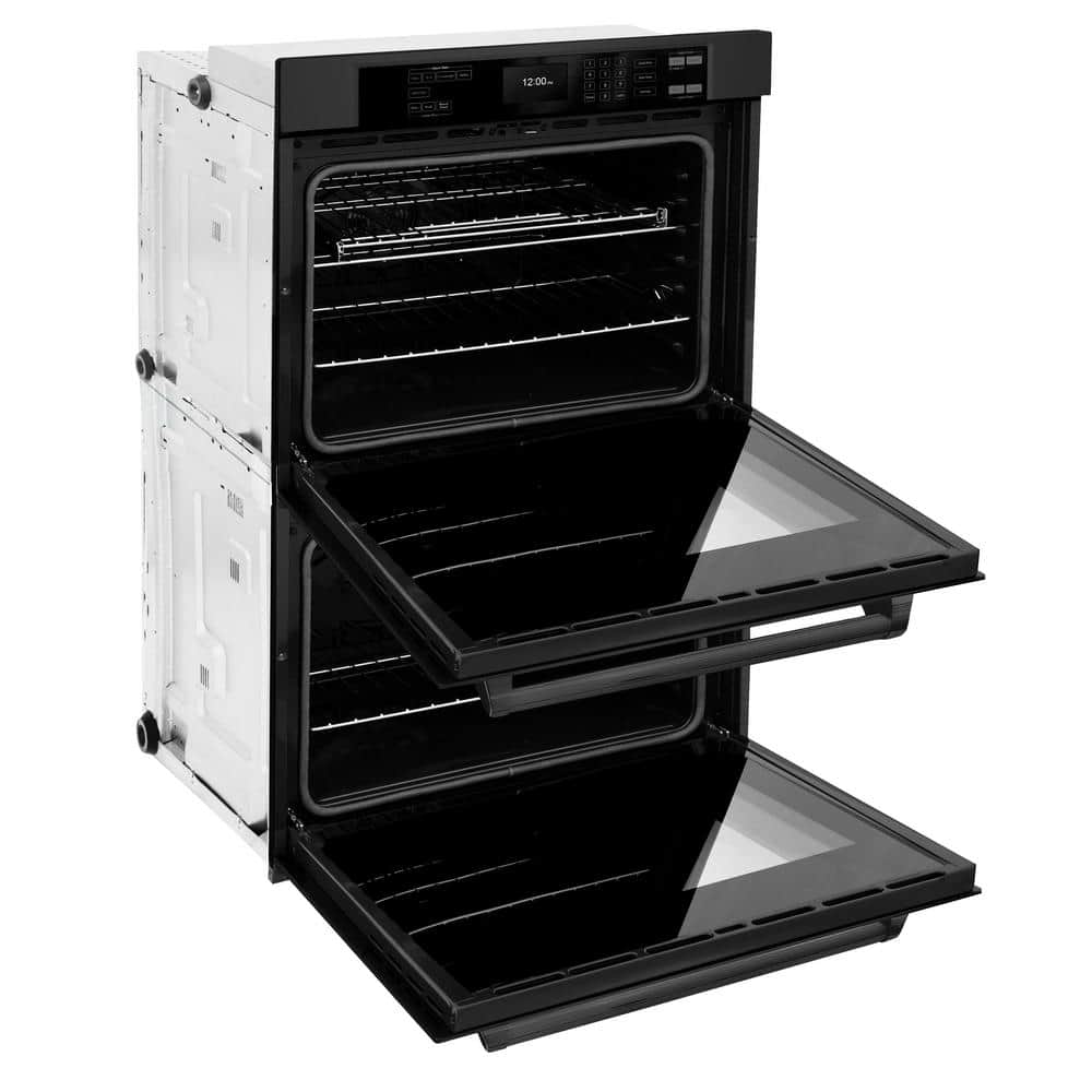 Professional 30 In. Double Electric Wall Oven with True Convection and Self Clean in Black Stainless Steel