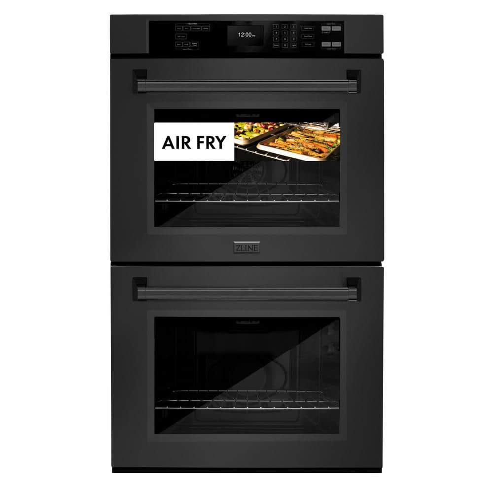 Professional 30 In. Double Electric Wall Oven with True Convection and Self Clean in Black Stainless Steel
