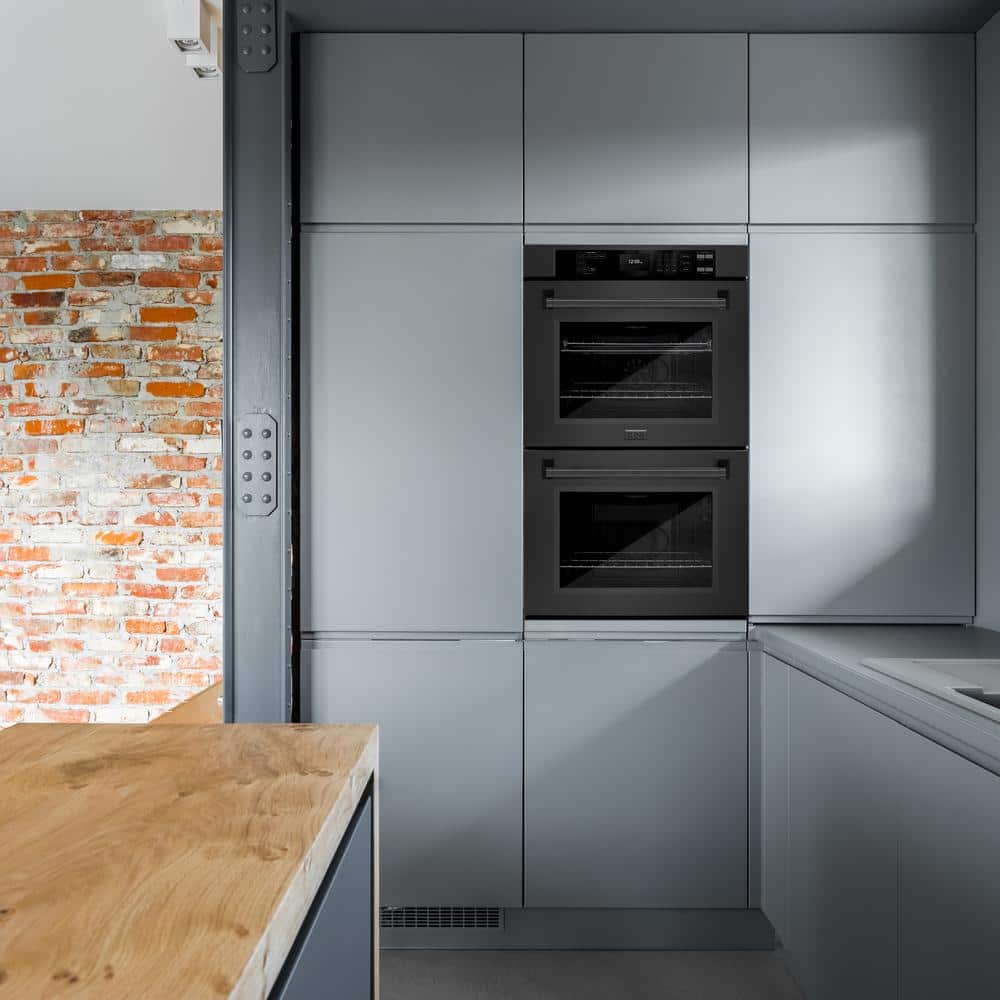 Professional 30 In. Double Electric Wall Oven with True Convection and Self Clean in Black Stainless Steel