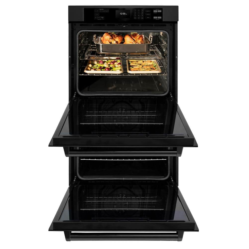 Professional 30 In. Double Electric Wall Oven with True Convection and Self Clean in Black Stainless Steel