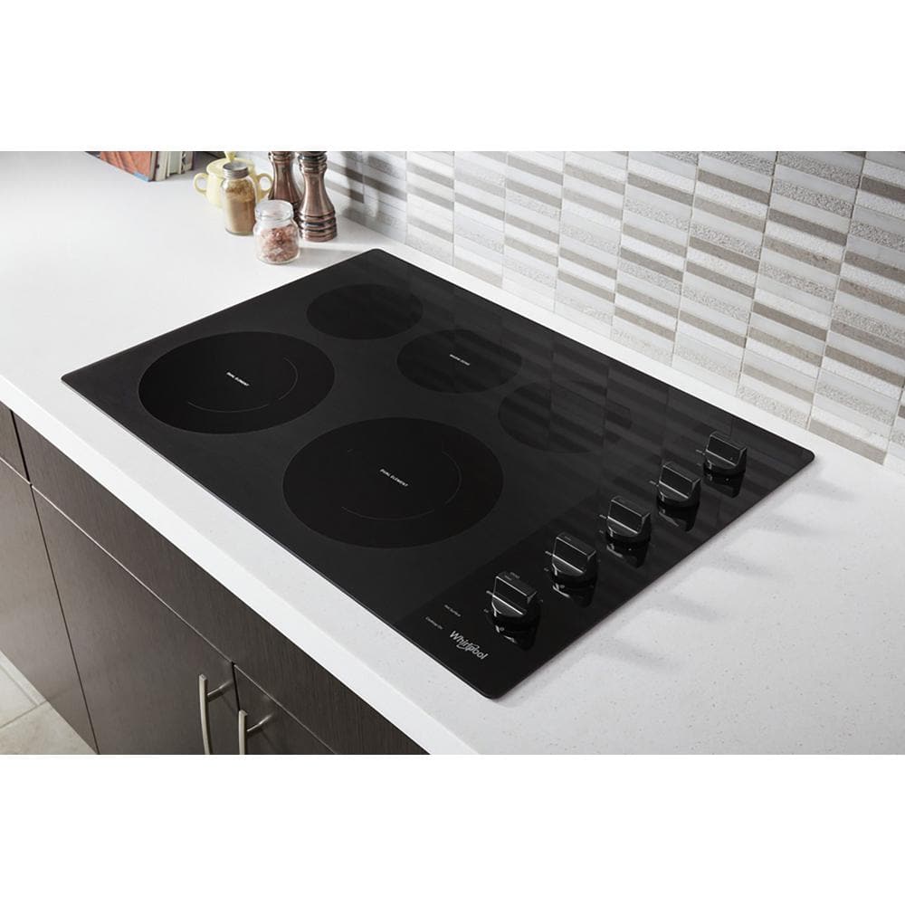 30 In. Radiant Electric Ceramic Glass Cooktop in Black with 5 Burner Elements Including 2 Dual Radiant Elements