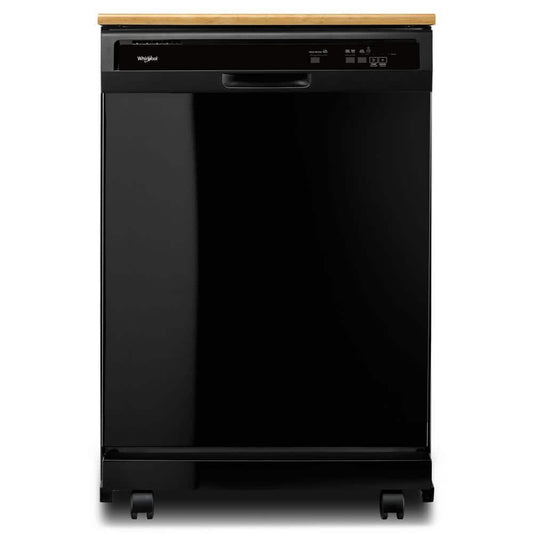 24 In. Black Front Control Heavy-Duty Portable Dishwasher with 1 Hour Wash Cycle and 12-Place Settings, 64 Dba
