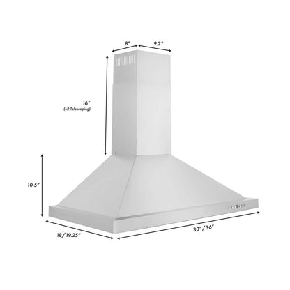 36 In. 400 CFM Convertible Vent Wall Mount Range Hood in Stainless Steel
