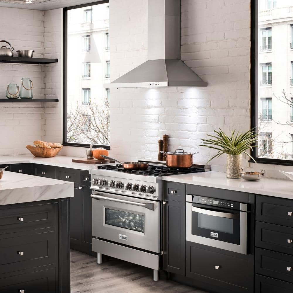 36 In. 400 CFM Convertible Vent Wall Mount Range Hood in Stainless Steel