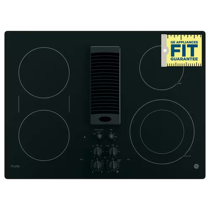 Profile 30 In. 4 Burner Element Downdraft Electric Cooktop in Black