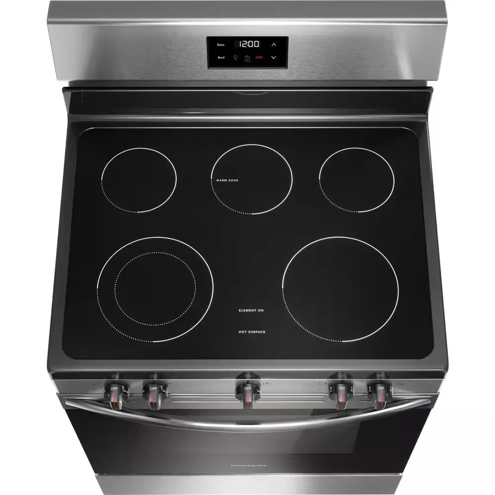 30 In. 5 Burner Element Freestanding Electric Range in Stainless Steel with Dual Expandable Element and Quick Boil