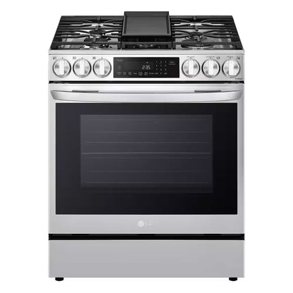 6.3 Cu. Ft. 30 in Smart Probake Slide-In Dual Fuel Range with Gas Stove and Electric Oven in Printproof Stainless Steel