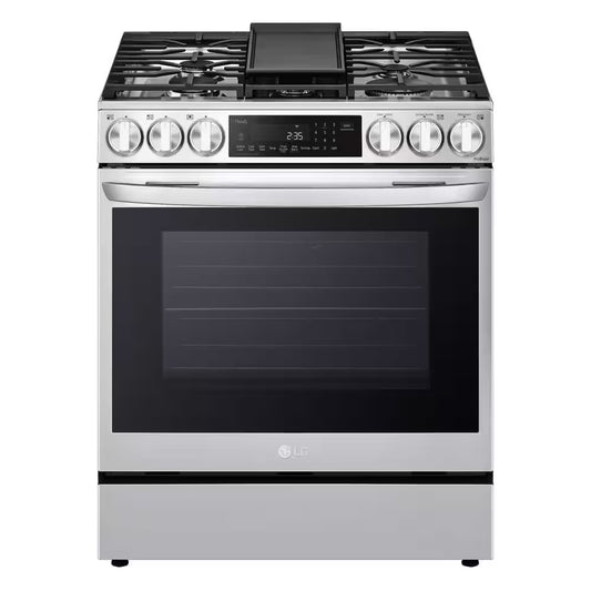6.3 Cu. Ft. 30 in Smart Probake Slide-In Dual Fuel Range with Gas Stove and Electric Oven in Printproof Stainless Steel