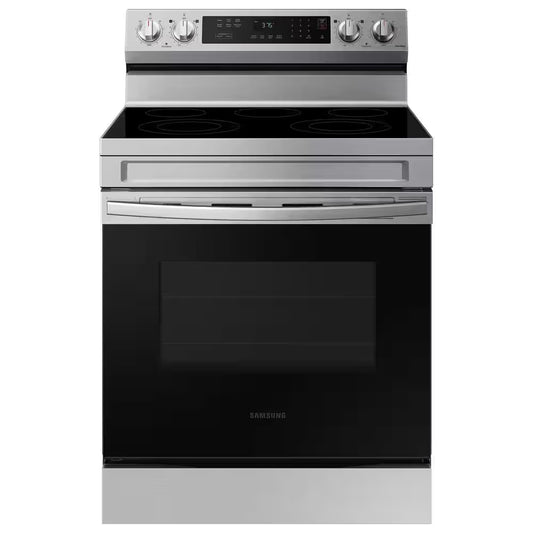 6.3 Cu.Ft. 5 Burner Element Smart Freestanding Electric Range with Rapid Boil and Self Clean in Stainless Steel