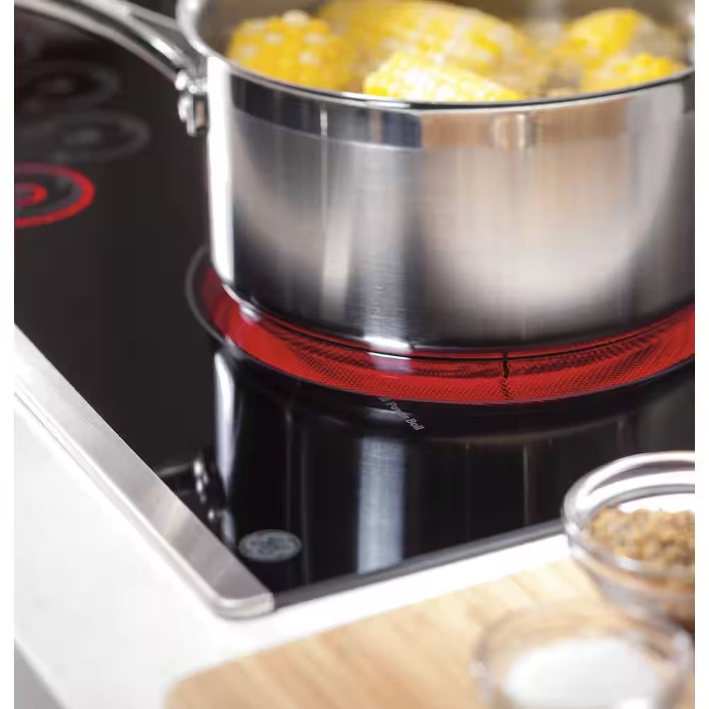 Profile 30 In. 4 Burner Element Downdraft Electric Cooktop in Black