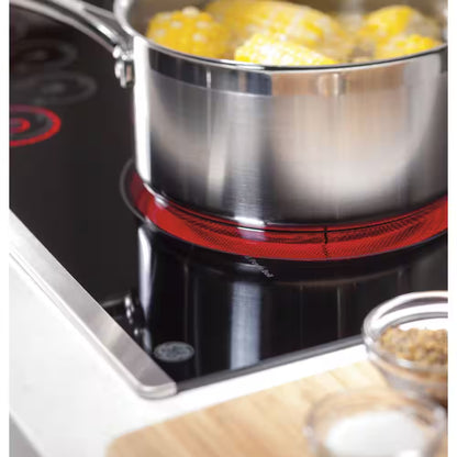 Profile 30 In. 4 Burner Element Downdraft Electric Cooktop in Black