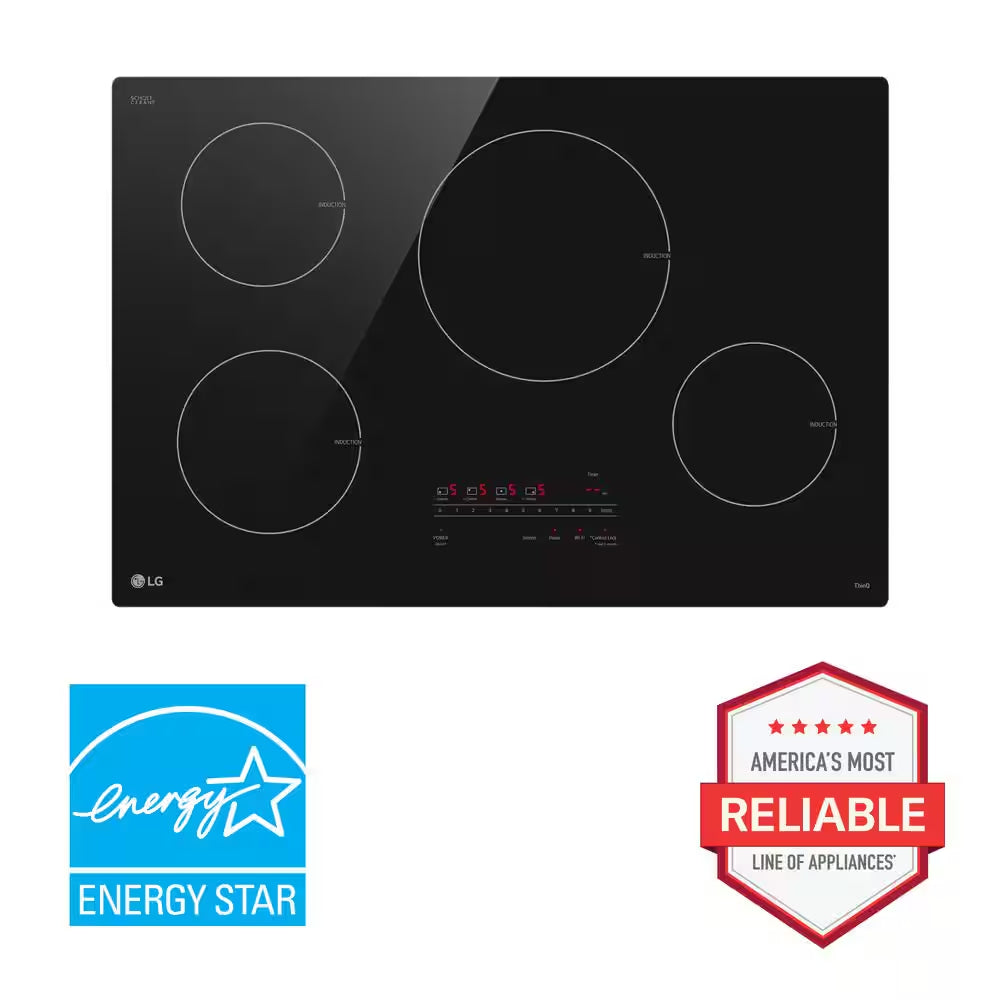 30 In. 4 Burner Element Induction Cooktop in Black with Power Element and Smoothtouch Controls