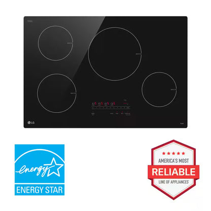 30 In. 4 Burner Element Induction Cooktop in Black with Power Element and Smoothtouch Controls