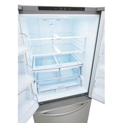 30 In. W 22 Cu. Ft. French Door Refrigerator with Water Dispenser in Stainless Steel