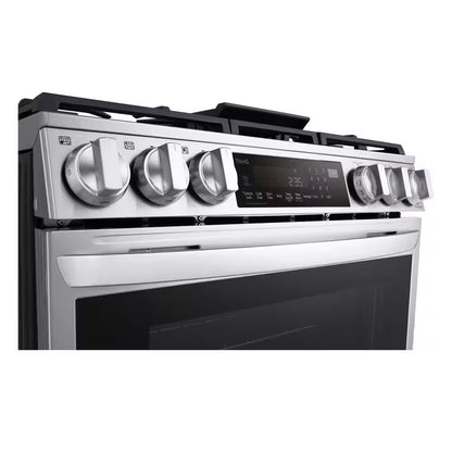 6.3 Cu. Ft. 30 in Smart Probake Slide-In Dual Fuel Range with Gas Stove and Electric Oven in Printproof Stainless Steel