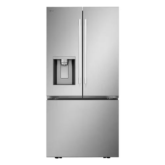 33 In. 25.1 Cu. Ft. Standard Depth French Door Refrigerator in Print Proof Stainless Steel with Filtered Ice and Water