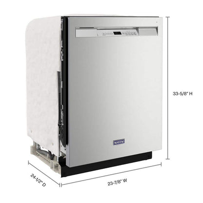 24 In. Fingerprint Resistant Stainless Front Control Built-In Tall Tub Dishwasher with Dual Power Filtration, 50 Dba